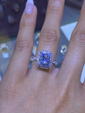 14K Gold Radiant Moissanite Halo Engagement  Ring