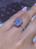 14K Gold Radiant Moissanite Halo Engagement  Ring