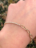 14K Gold Half Chain Half Round Tennis Diamond Bracelet