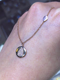 14K Gold Diamond Tear Drop Circle Pendant