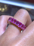 18K Gold Pink Sapphire Radiant Eternity Band