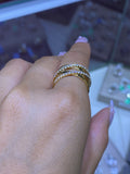 14K Gold Double Criss Cross Diamond Band