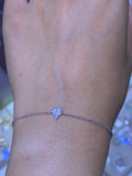 14K Gold Single Heart Pavé Diamond Bracelet
