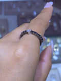 14K Gold Black Diamond Band w/ Diamond Heart