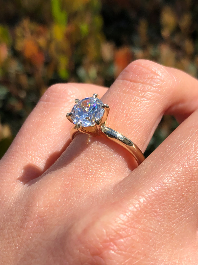 14K Gold 2.00 Carat Round Lab Grown Diamond 6-Prong Solitaire Engagement Ring