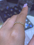14K Gold Diamond Heart Link Band