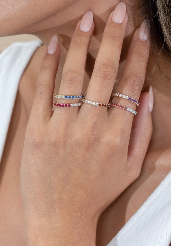 14k Gold Half Ruby Eternity Band