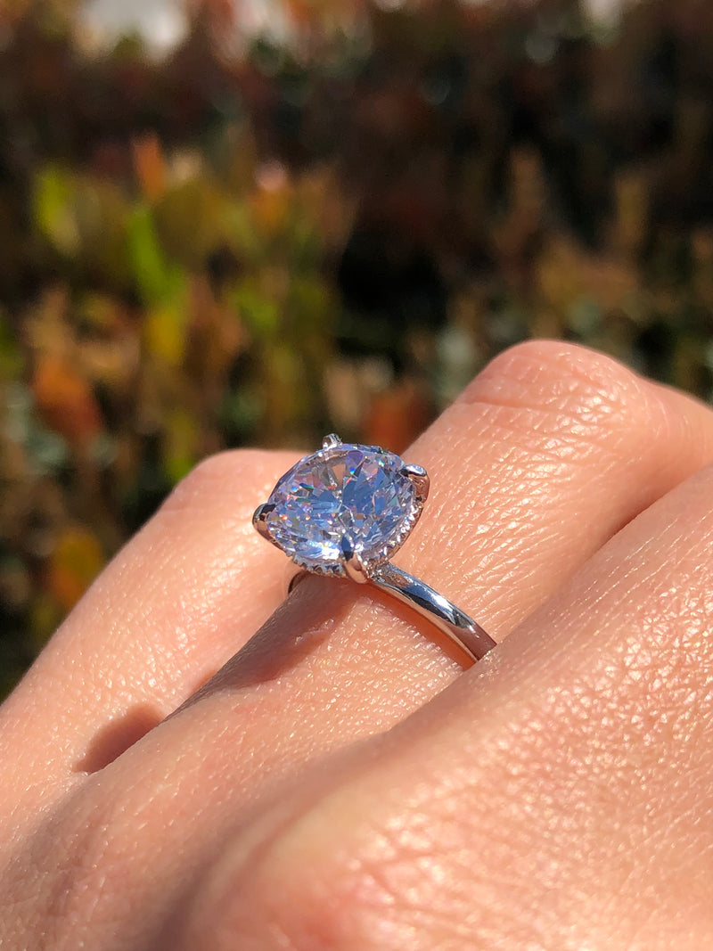 14K Gold 2.50 Carat Round Lab Grown Diamond Under Halo Engagement Ring