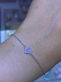 14k Gold Single Heart Diamond Pavé Bracelet