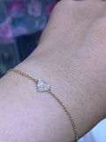 14k Gold Single Heart Diamond Pavé Bracelet