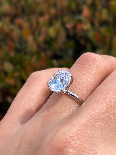 14K Gold 3.00 Carat Oval Lab Grown Diamond Under Halo Engagement Ring –  David'S House Of Diamonds