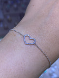 14K Gold Single Heart Diamond Bracelet