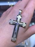 14K Large Gold Two-Tone Crucifix Pendant