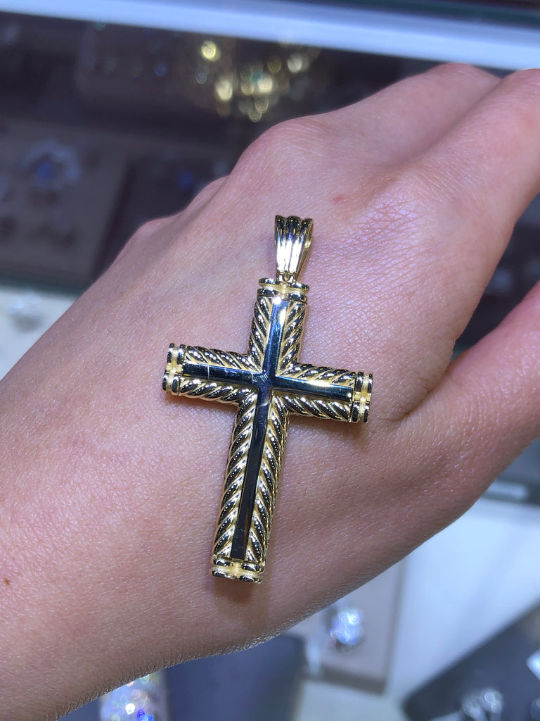 14K Large Gold Braided Bezel Cross Pendant David s House of Diamonds