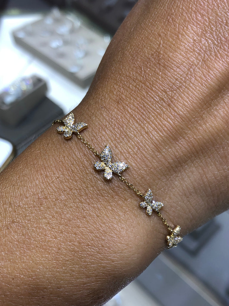 14K White Gold Butterfly Diamond Bracelet | David's House of Diamond