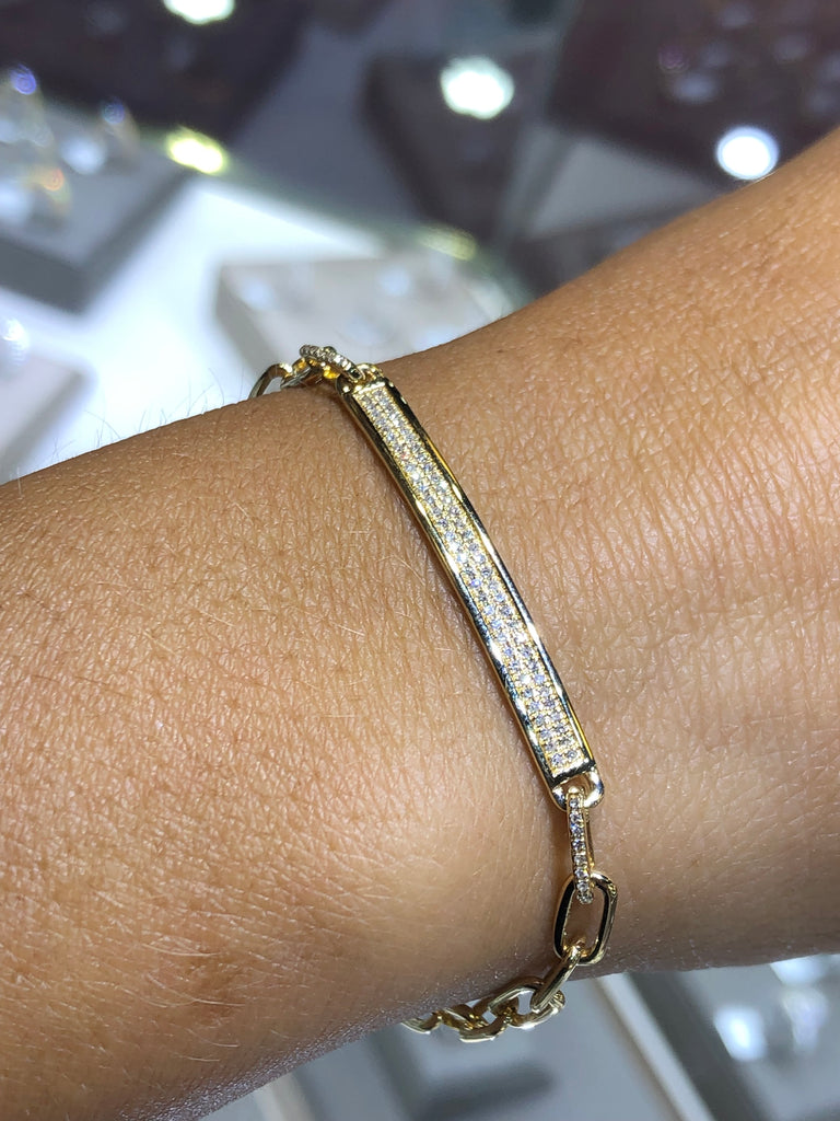 14K TwoTone Gold Diamond Paper Clip Bracelet  Daniels Creations Jewelry