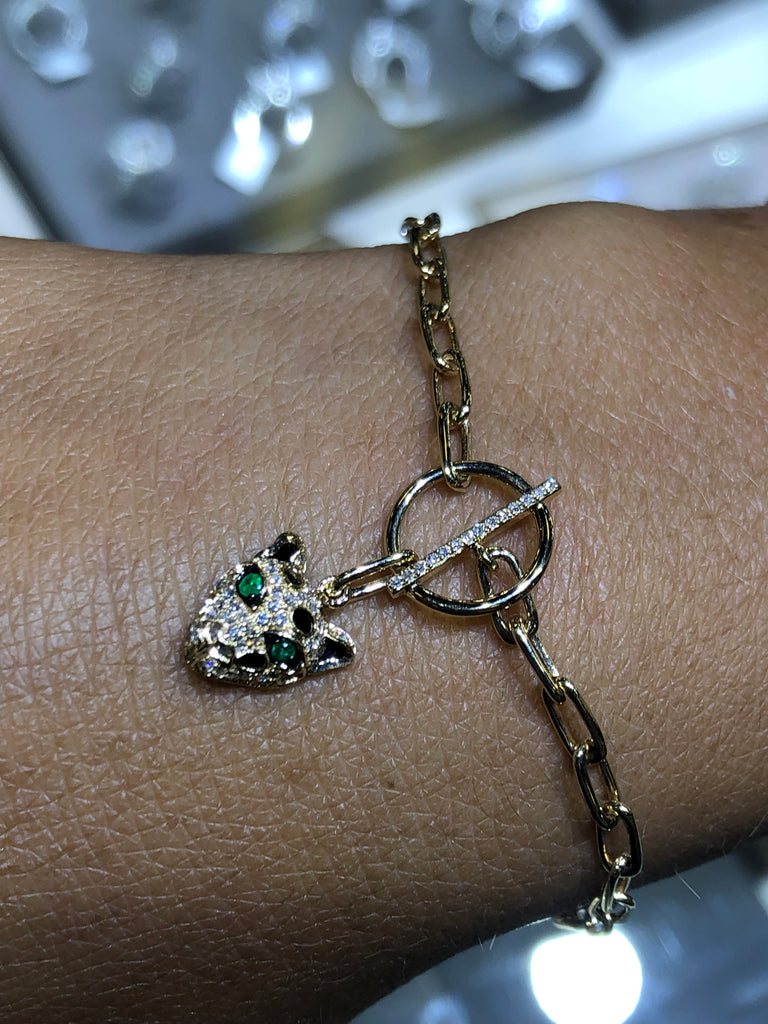Jaguar with Diamond Artisanal Design Gold Plated Rudraksha Bracelet - Style  B799 – Soni Fashion®
