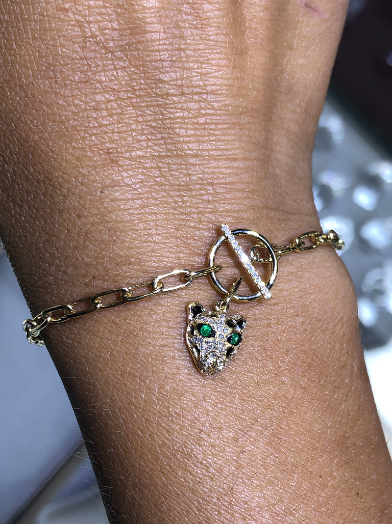 14K Gold Jaguar Diamond Bracelet