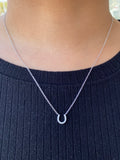 14K Gold Diamond Horseshoe Pendant Necklace
