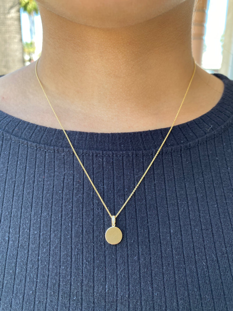 14K Gold Custom Engraving Necklace