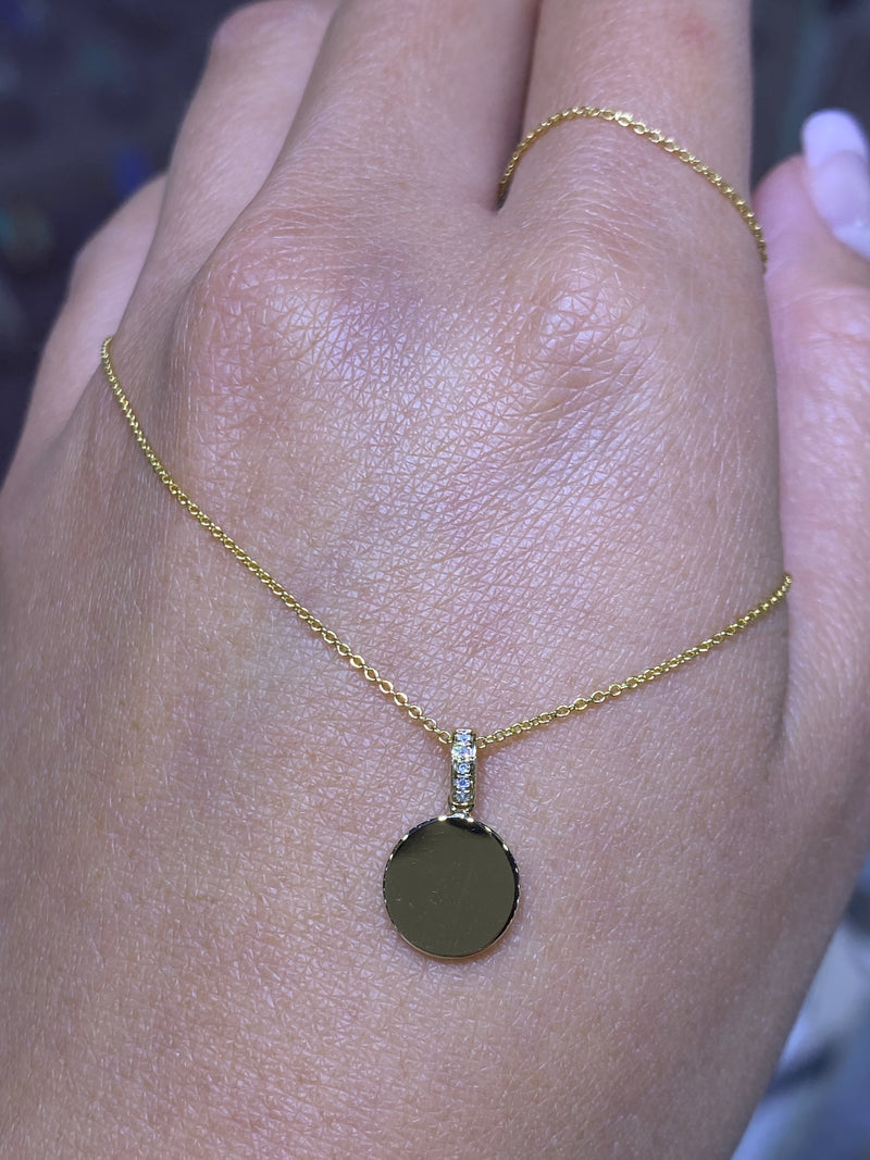 14K Gold Custom Engraving Necklace