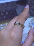 14K Gold Personalized Initial Linked Diamond Band