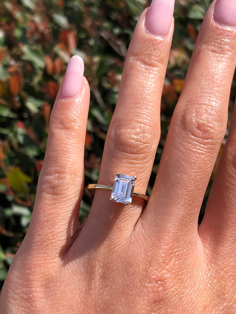 14K Gold 2.00 Carat Emerald Lab Grown Diamond Basket Setting