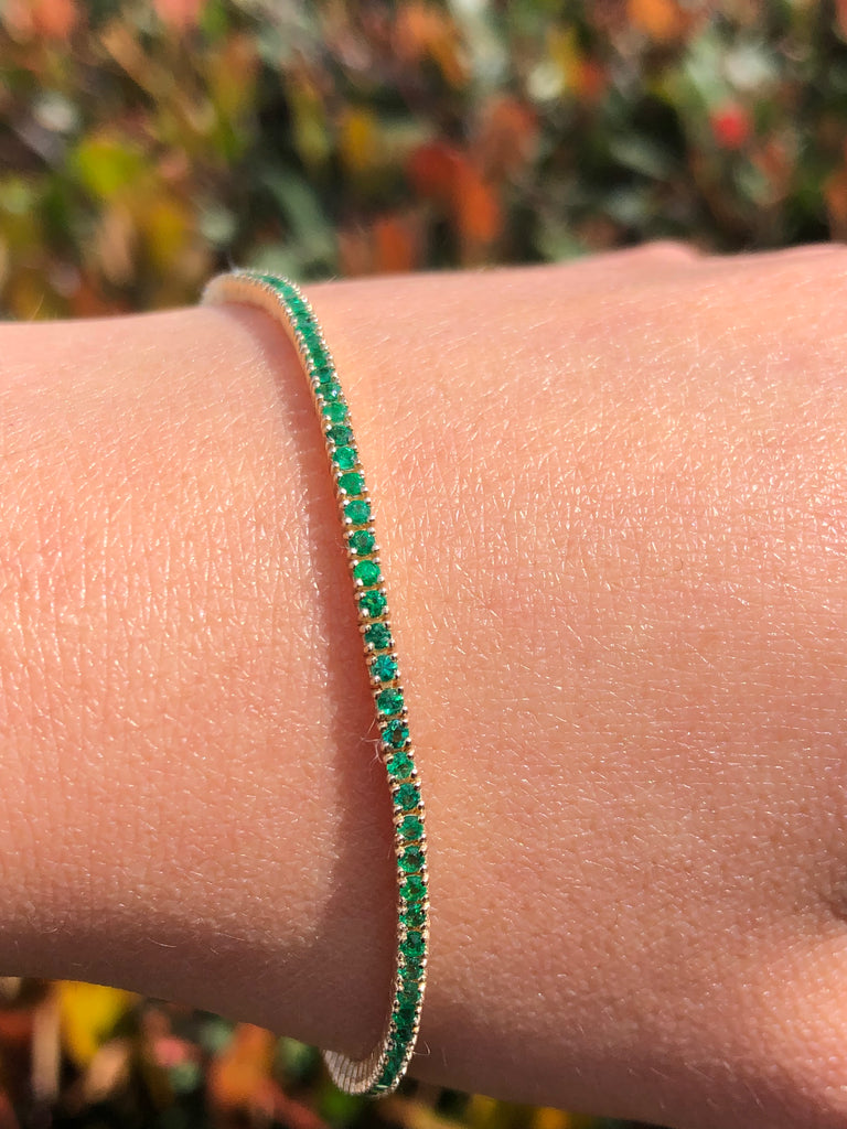14K Gold Emerald Color Stoned Tennis Bracelet David s House of