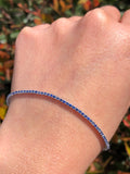 14K Gold Blue Sapphire Color Stoned Tennis Bracelet