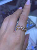14K Gold Art Deco Flower Diamond Band