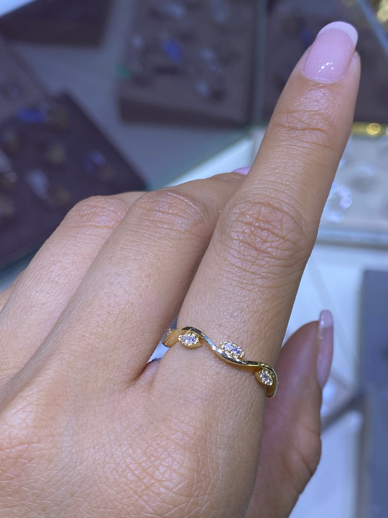 14K Gold Wave Marquise Diamond Eternity Band