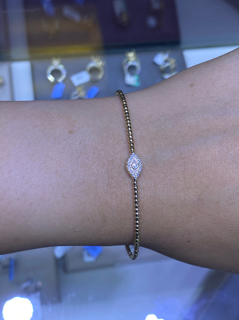 14K Gold Bubble Evil Eye Diamond Bangle