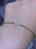 14K Gold Bubble Evil Eye Diamond Bangle