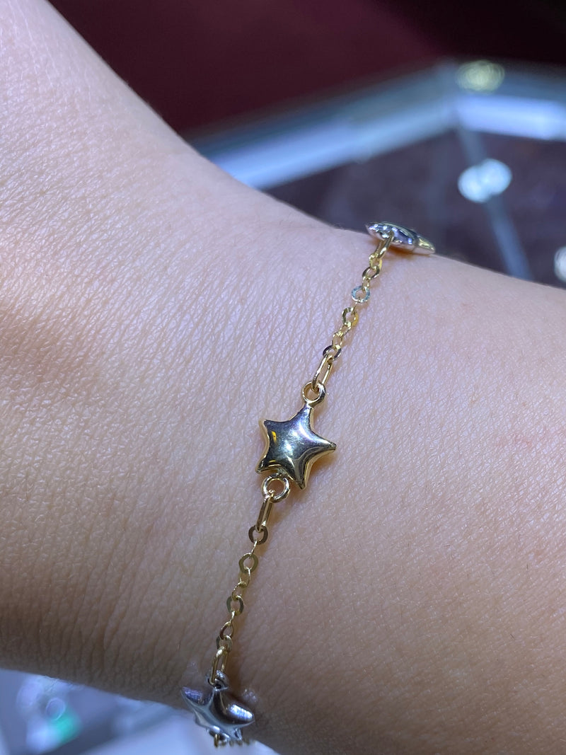 14K Gold Star Duo Color Bracelet
