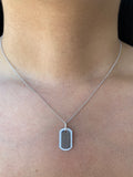 14K Gold Dog Tag Diamond Necklace