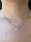 14K Gold Spaced Out Cross Necklace