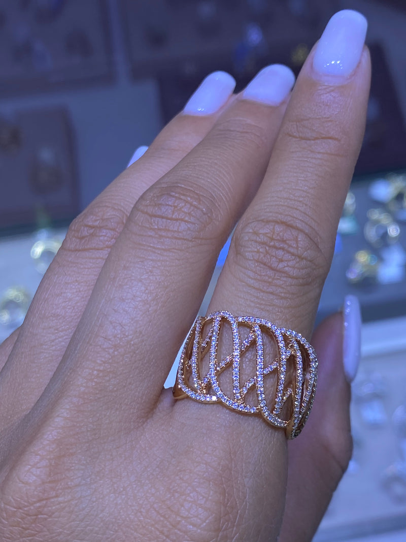 14k Gold Wave Diamond Ring
