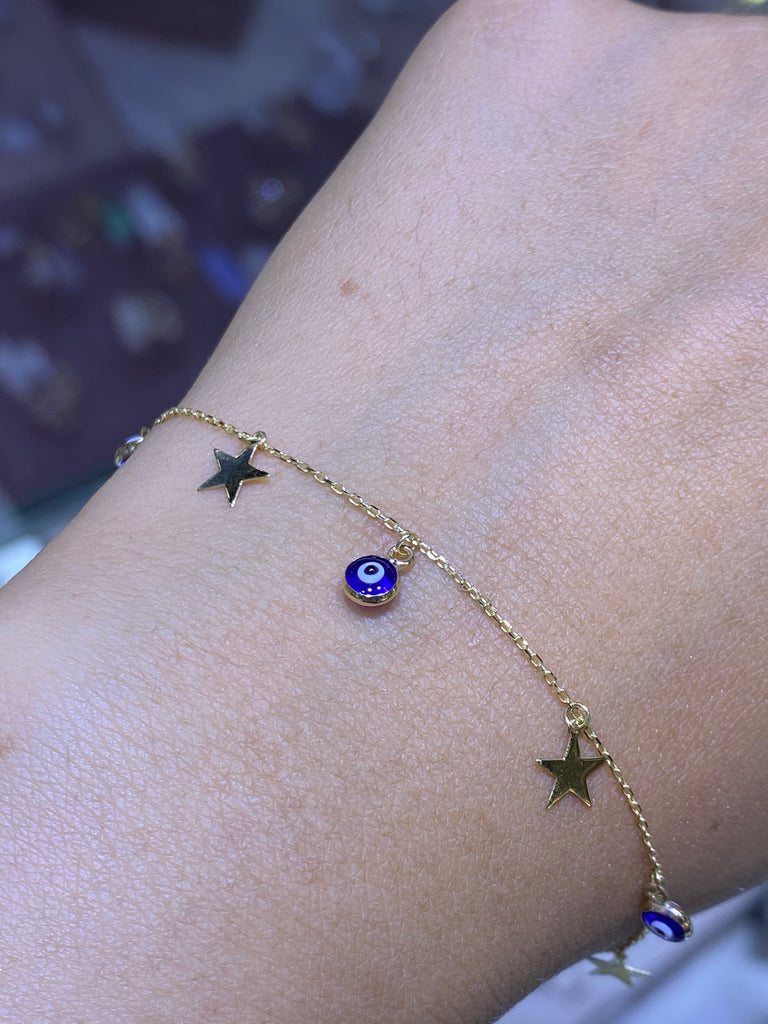 14k Gold Evil Eye and Star Bracelet David s House of Diamonds