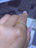 14k Gold Half Diamond Half Yellow Citrine Eternity Band