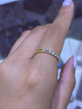 14k Gold Half Diamond Half Yellow Citrine Eternity Band