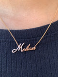 14K Custom Diamond Italicized Cursive Name Necklace