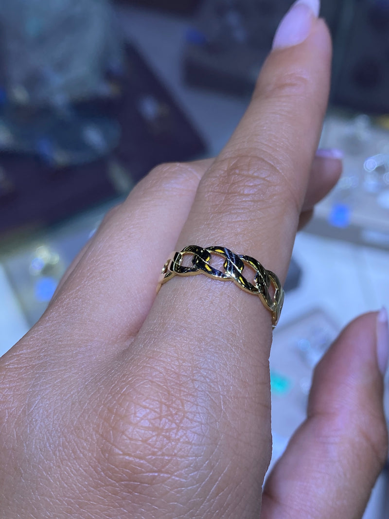 14K Gold Flat Cuban Band