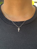 14k Gold Baguette Diamond Cross Necklace