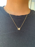 14k Gold Butterfly Pavé Diamond Necklace