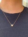 14k Gold Butterfly Pavé Diamond Necklace