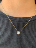 14K Gold Flower Diamond Necklace