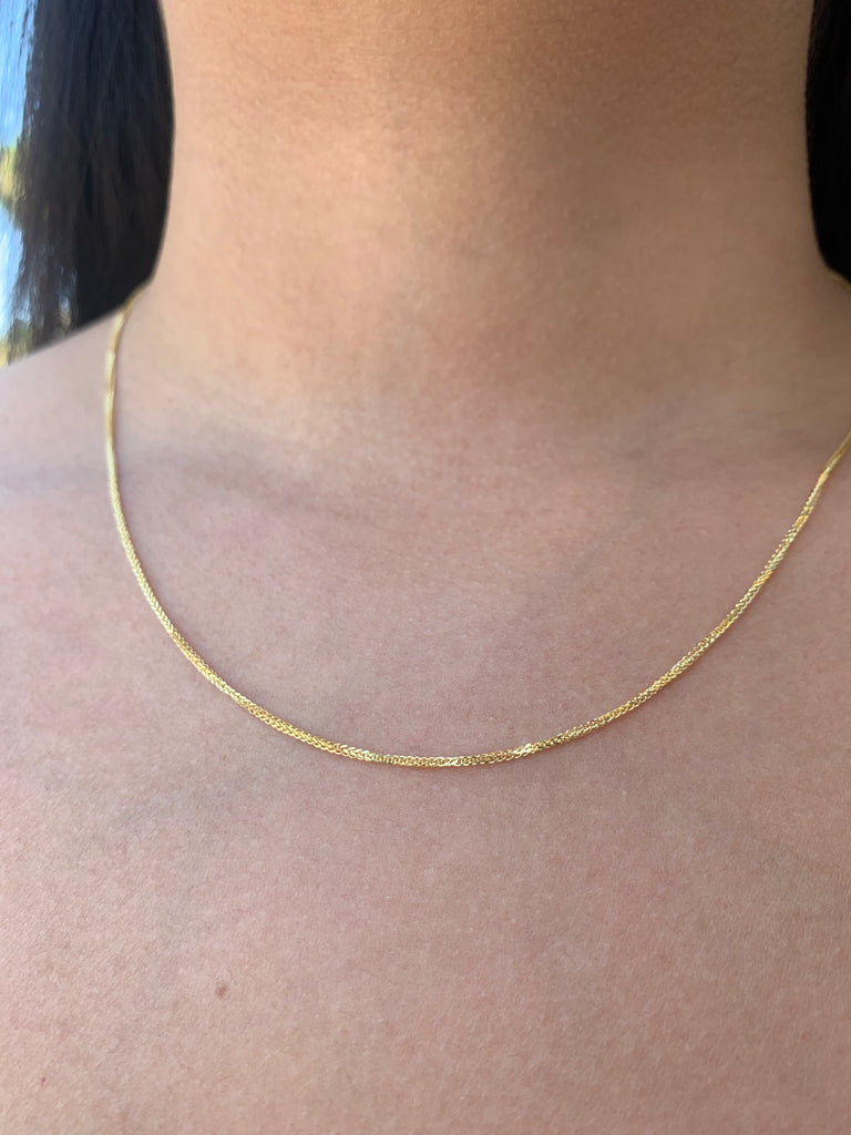 14K White Gold Thin Franco Chain Necklace | David's House of Diamond