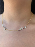 14k Gold Two Kid Names Diamond Necklace