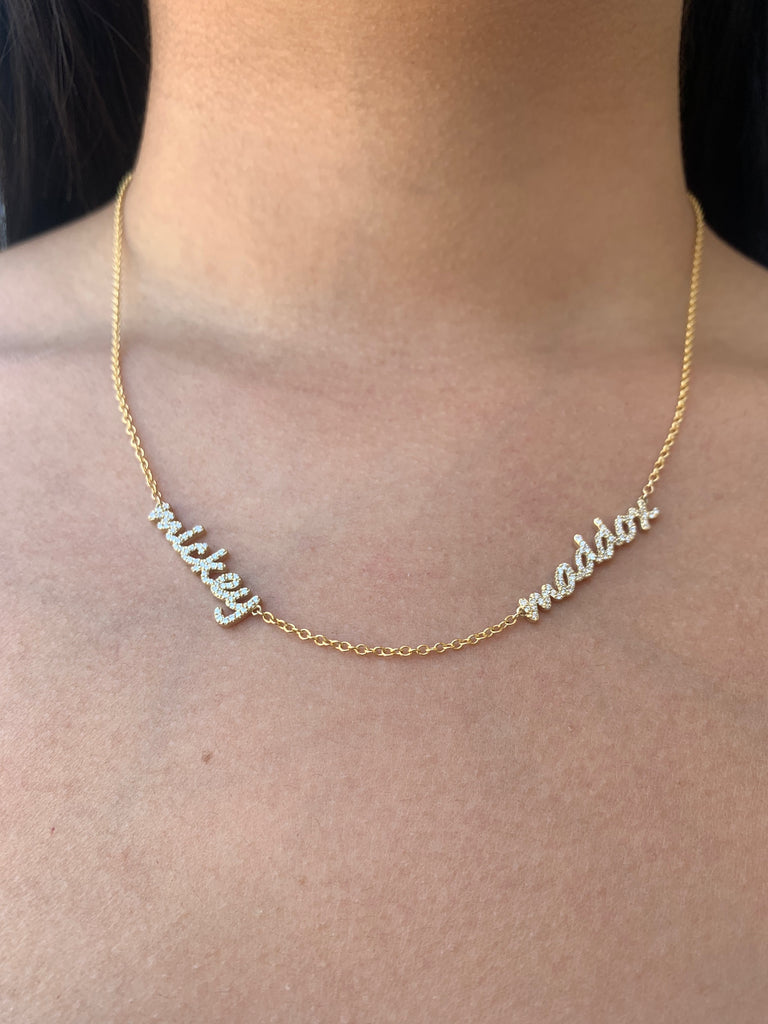 Gold necklace with children's names deals