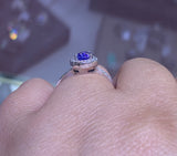 14K Gold Basket Halo Pear Tanzanite Band